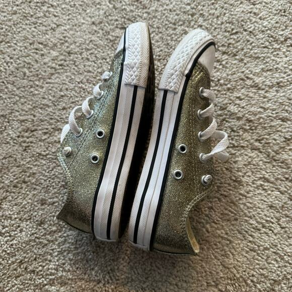 Converse Chuck Taylor Girls Gold Glitter Smooth Low Top Sneakers Size 13 - Picture 5 of 10